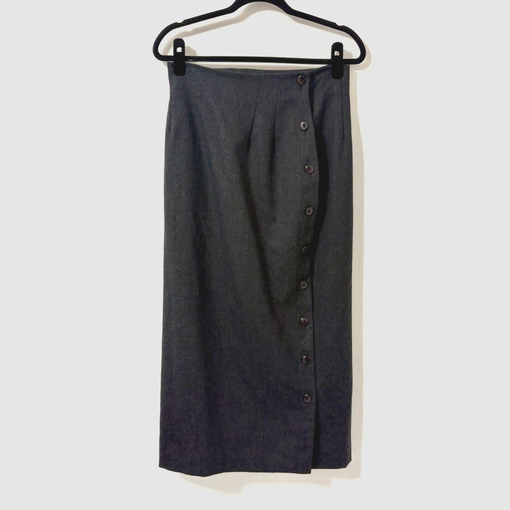 Vintage Jacobson’s Signature 100% Wool Gray Button Front Skirt Sz 10